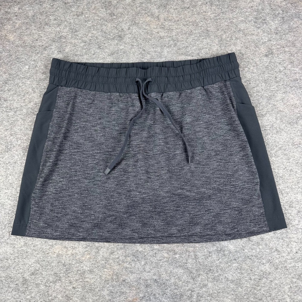 Athleta Excursion Skort Skirt Lined Nylon Polyester Stretch Gray Womens Large L